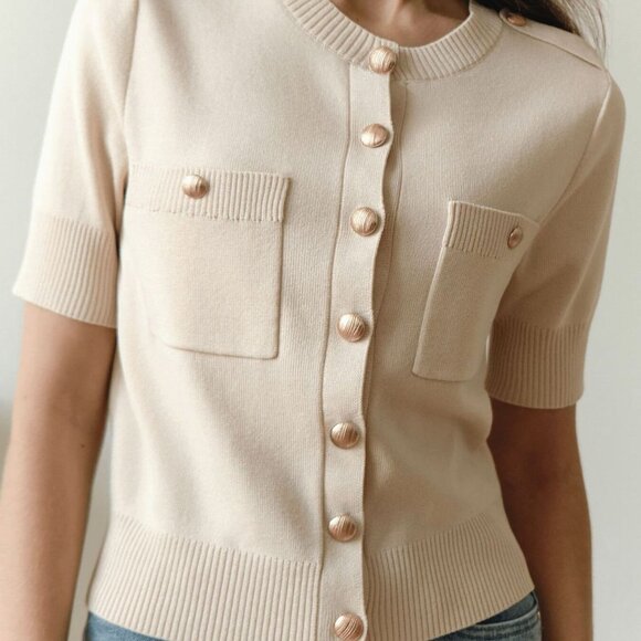 Button-Down Short Sleeve Cardigan - Picture 5 of 6